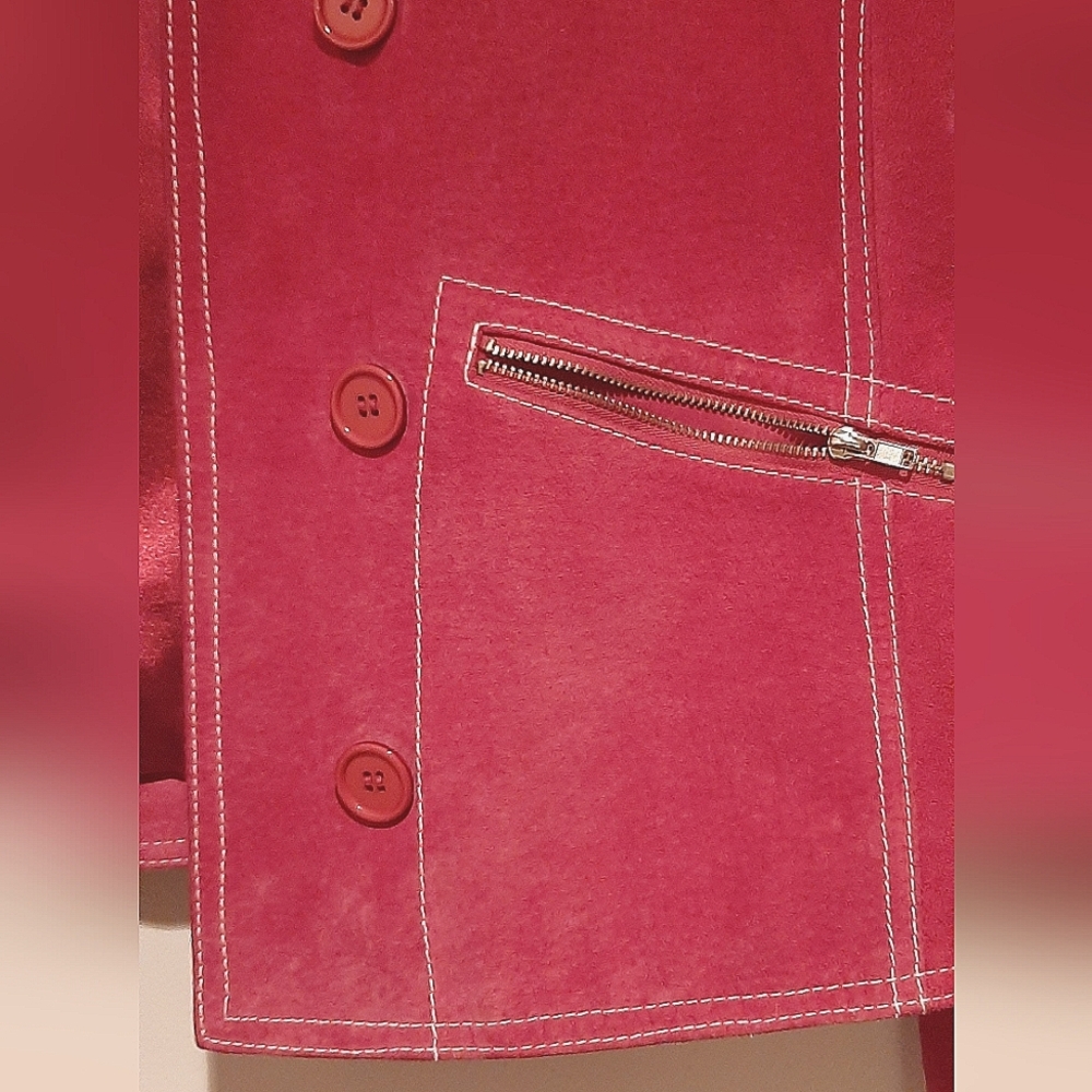 Hot Pink Suede Leather Jacket - Picture 10 of 14